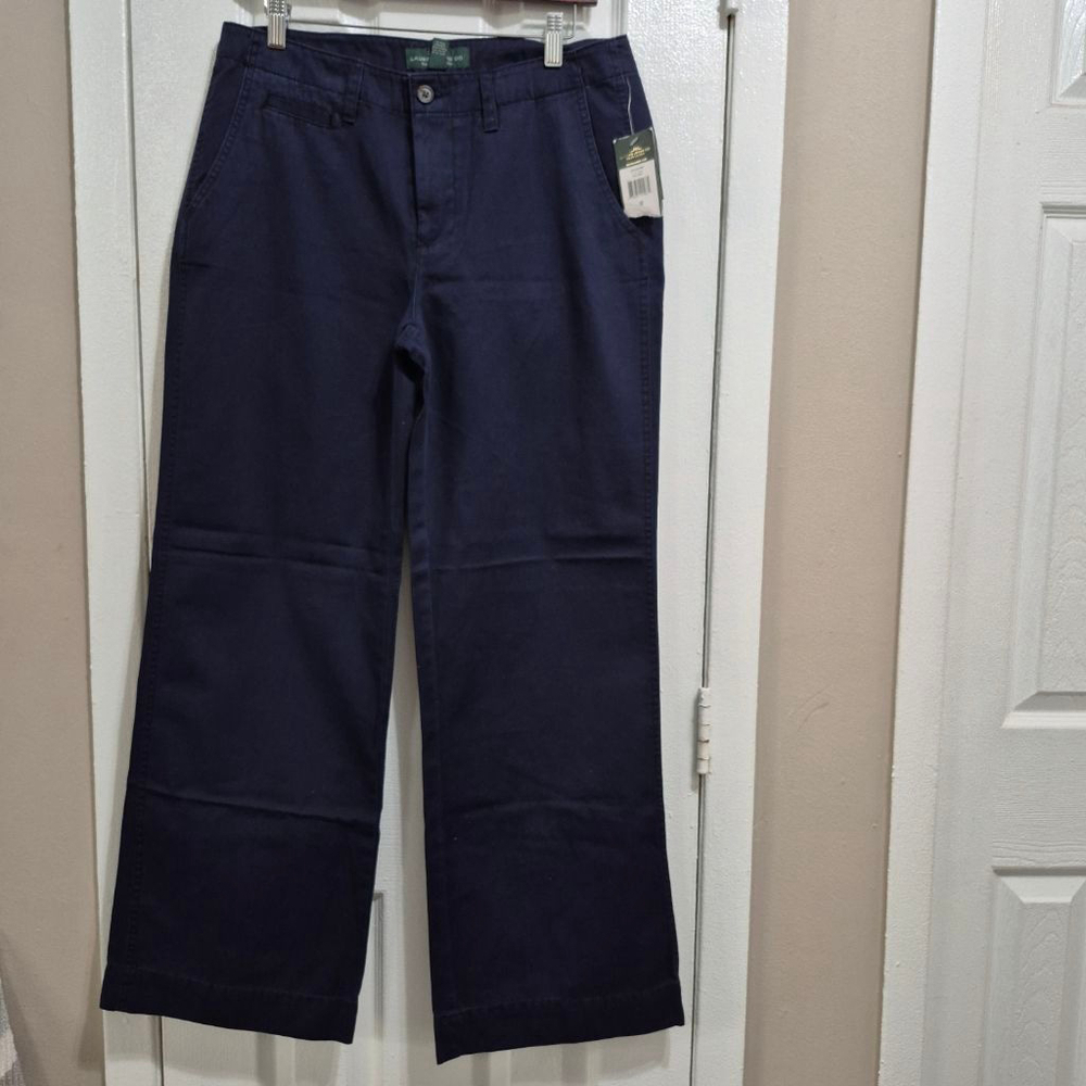 Women's Ralph Lauren Navy Biltmore Chino Wide Leg Pants Size 10